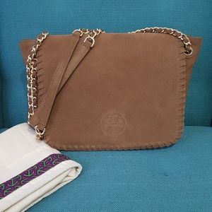 Tory Burch Camel Suede Shoulder Bag